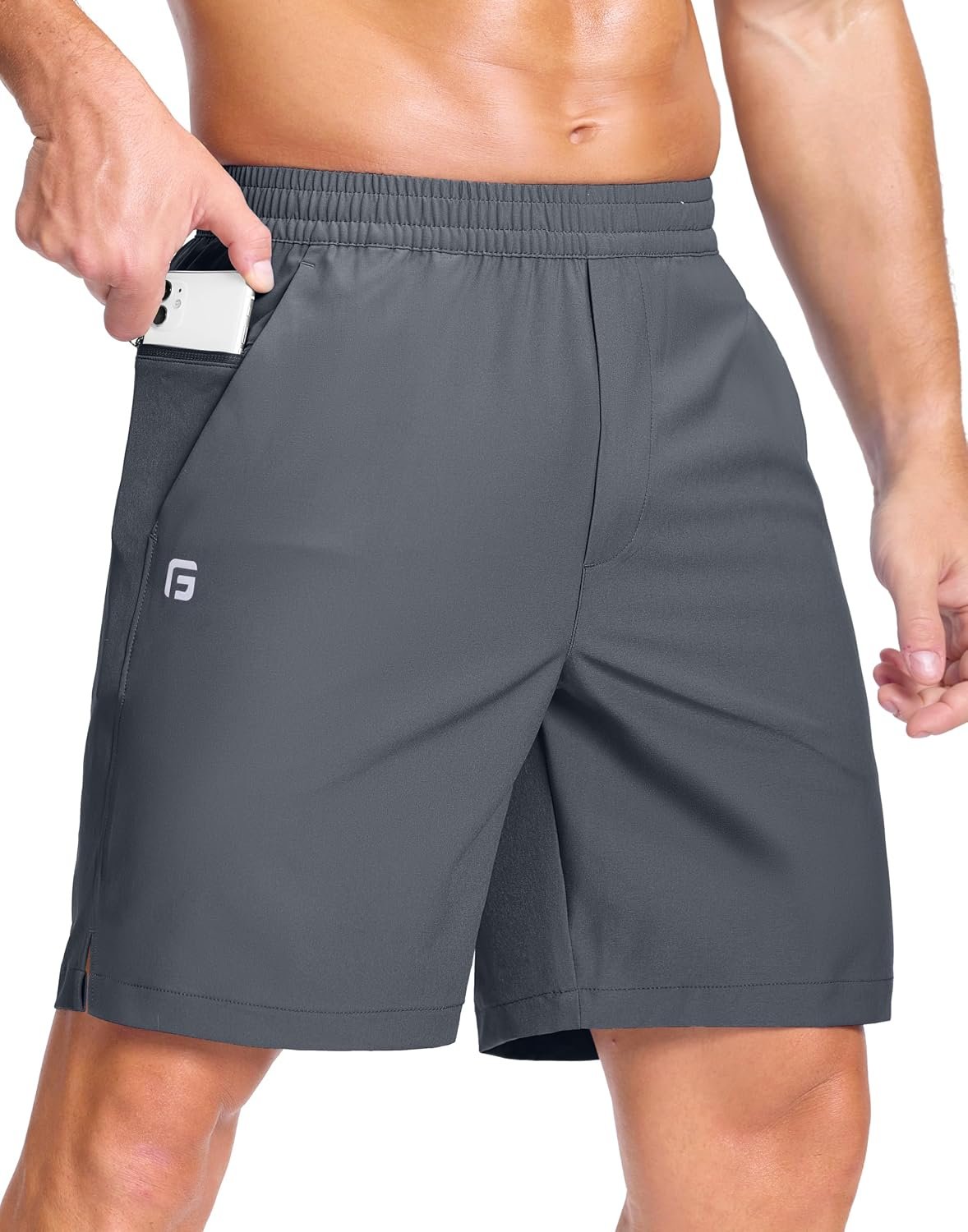 GGJ Men’s Lightweight Athletic Shorts with 2 Zipper Pockets 7″/9″/5″ Gym Workout Running Quick Dry Tennis Shorts for Men