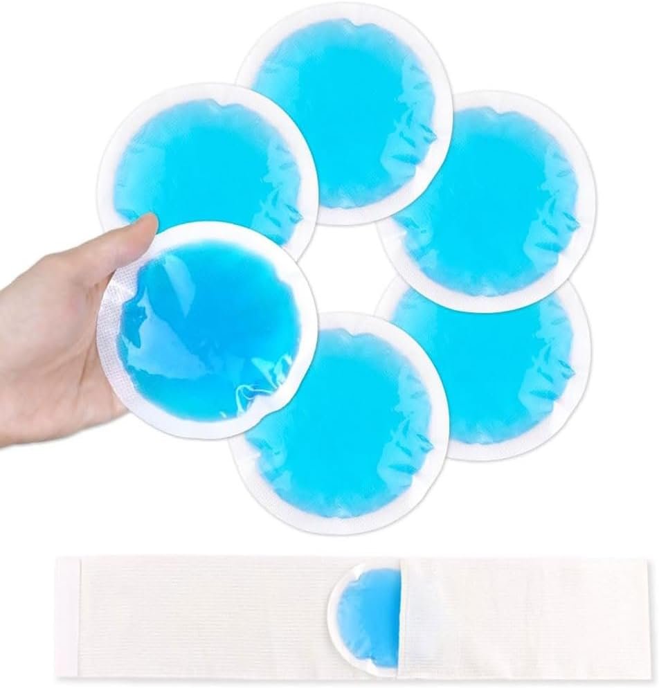 NEWGO Small Ice Packs for Injuries, 6 Pack Round Ice Packs for Face, FSA Eligible, Hot Cold Pack Circular Cold Compress with Cloth Backing & Sleeve for Pain Relief, Toothaches