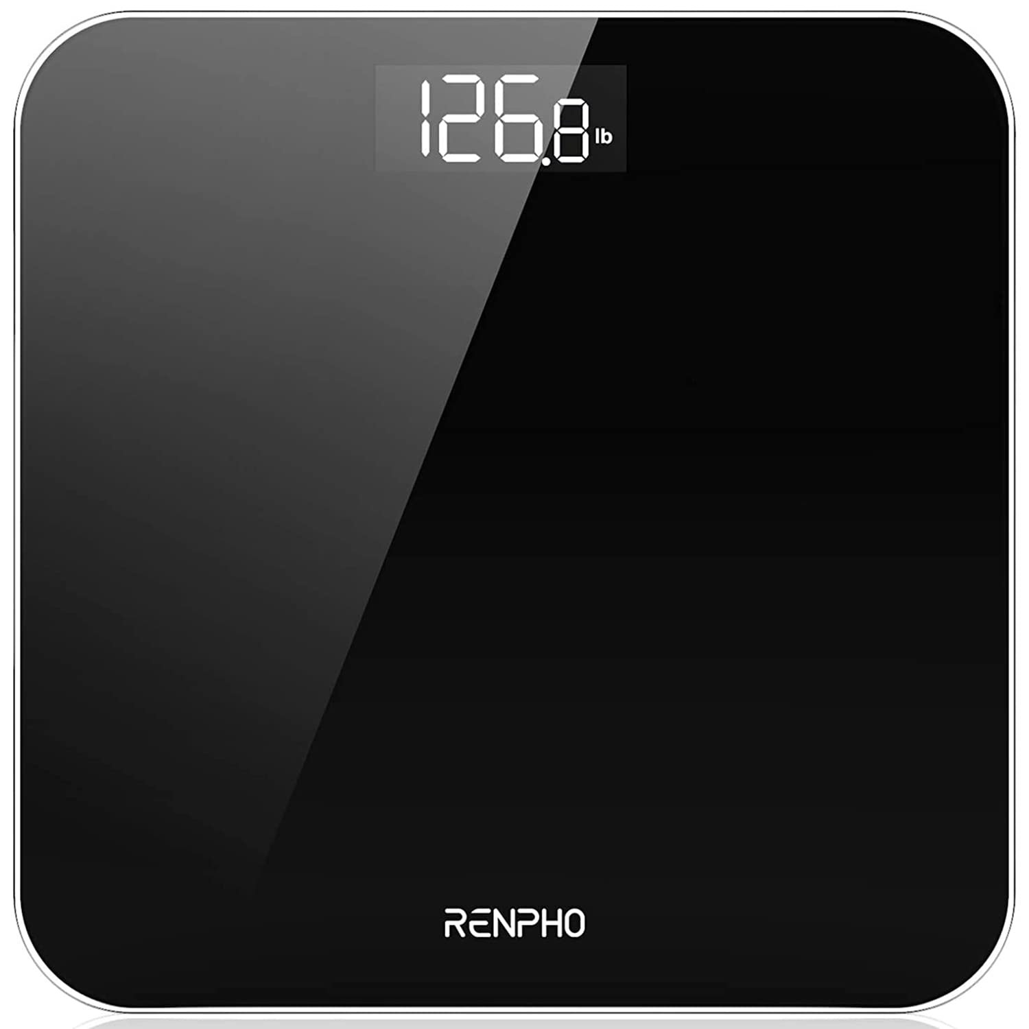 RENPHO Bathroom Scale for Body Weight, Highly Accurate & Measures Weight up to 400 lb/180kg, Digital Weighing Machine for People, Home Use, Batteries Included, 10.2″/260mm, Black-Core 1S