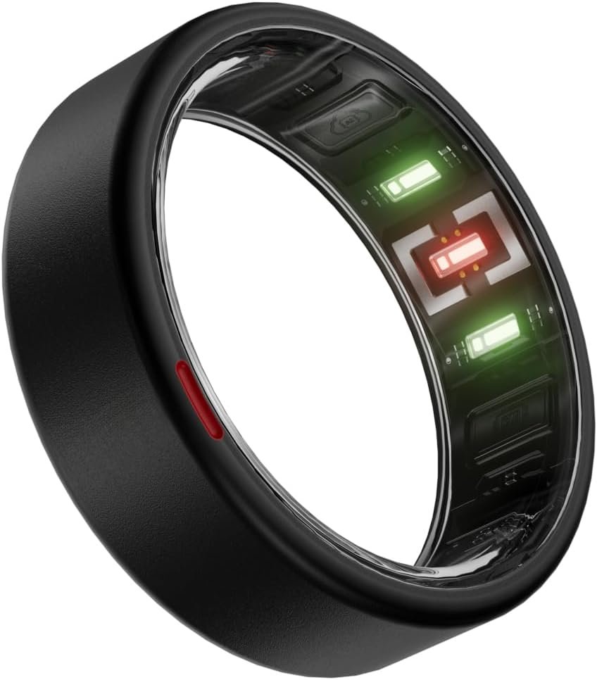 POBOVi Gen 2 Titanium Smart Ring for Women & Men, Sleep & Heart Rate Tracker, No Subscription, Size Before You Buy (Black,9)