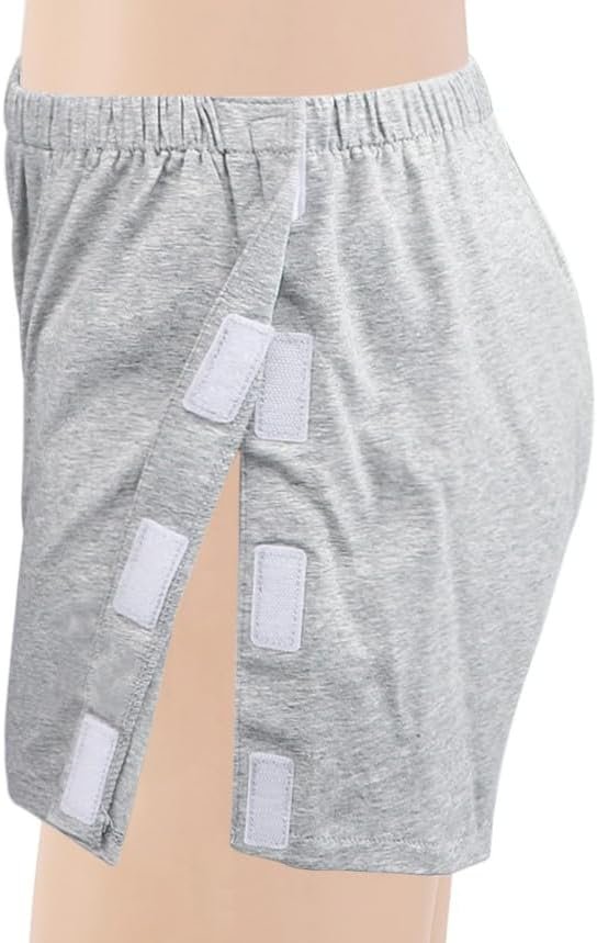 SIQITECHNO Men’s Post Surgery Underwear Cotton Tear away Nursing Briefs Reusable Post Surgery Recovery Boxer Breakaway Shorts