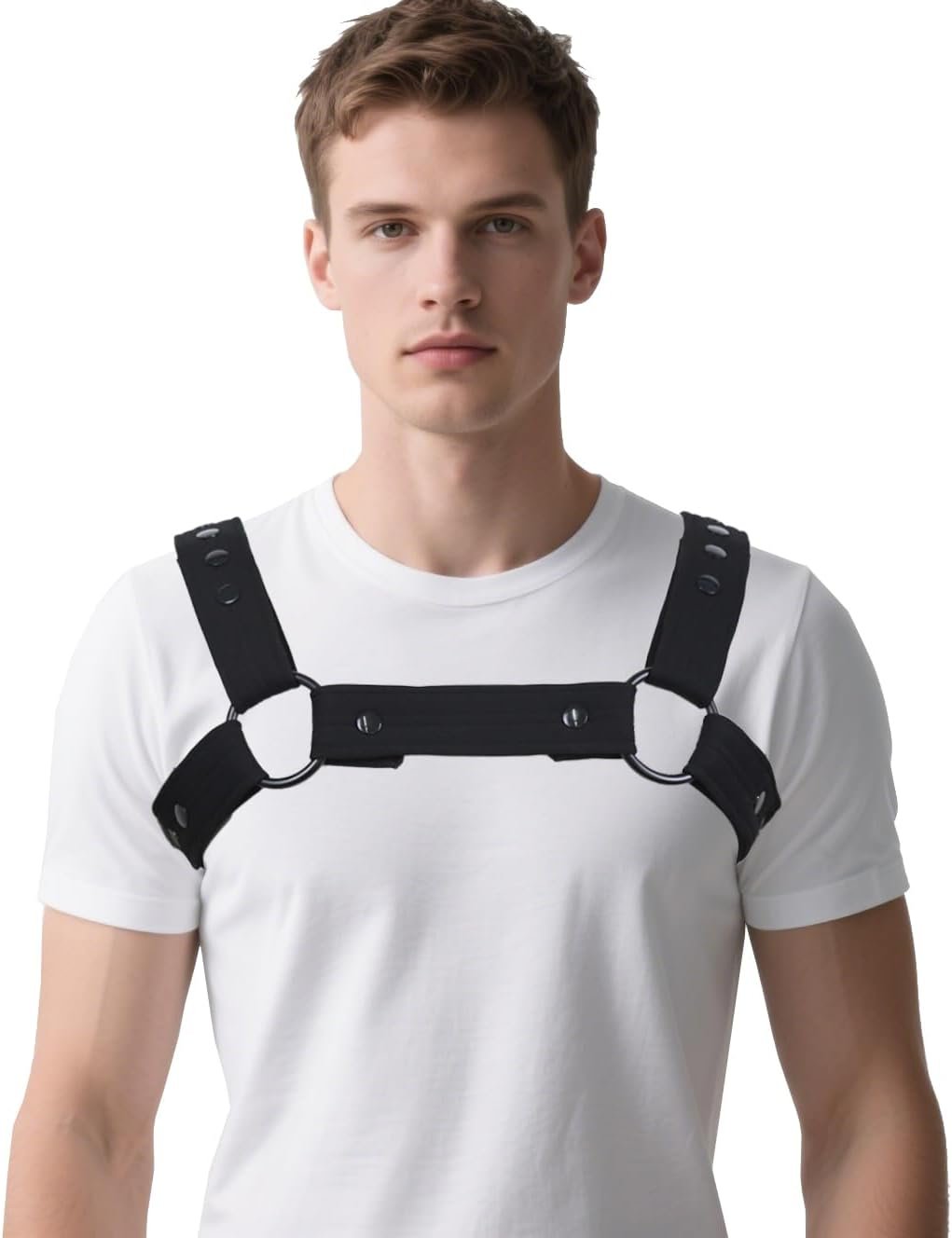 Men’s Neoprene Chest Harness with Elastic Shoulder Straps Halloween Costume Belt