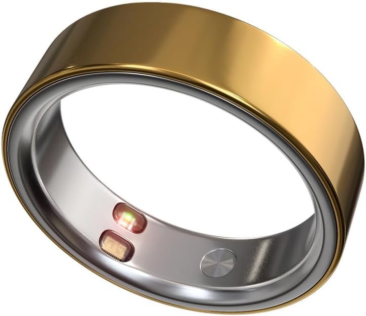 Smart Ring Health Tracker 5ATM Waterproof Sport Ring Exclusive Vibration Alerts Titanium Blood Oxygen/Sleep/Emotional Management Women Cycle Prediction Compatible with iOS/Android Sunlight 13.5