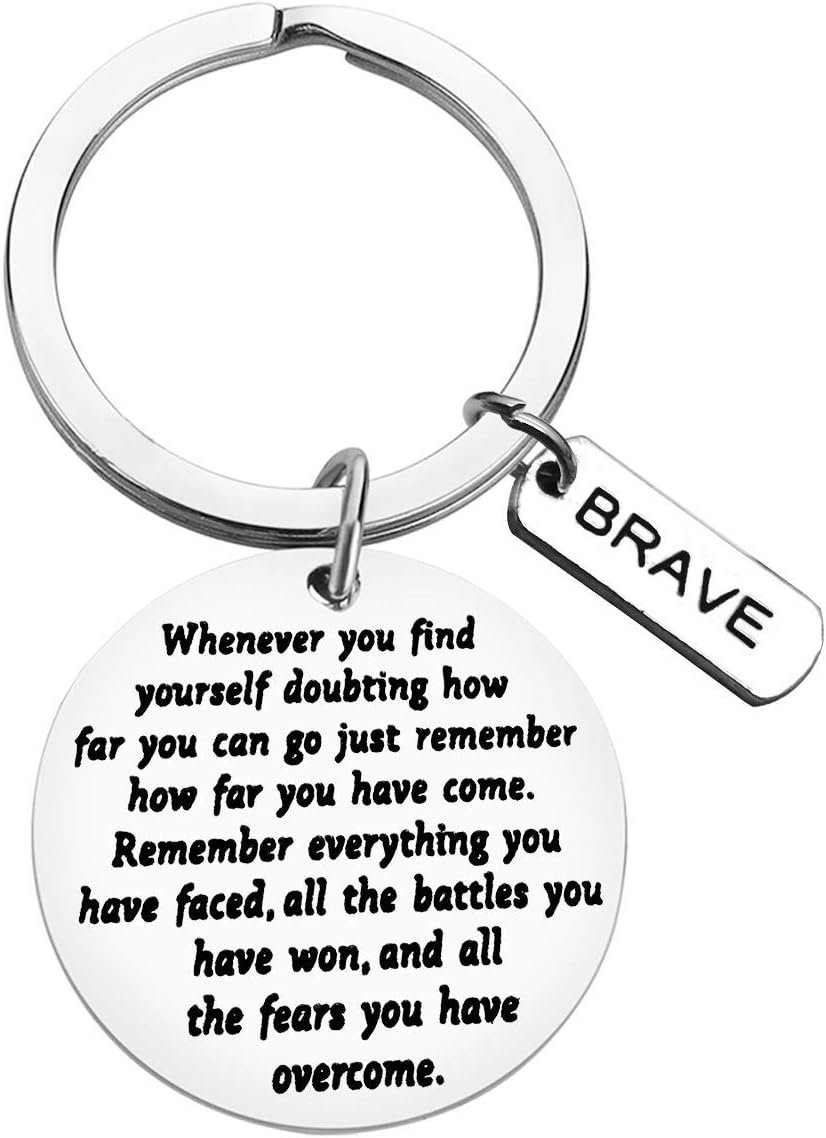 Baipilu Encourage Keychain Cancer Survivor Gift Recovery Key Chain for Women Men You Have Faced,All The Battles You Have Won,And All The Fears You Have Overcome Post Surgery Gifts