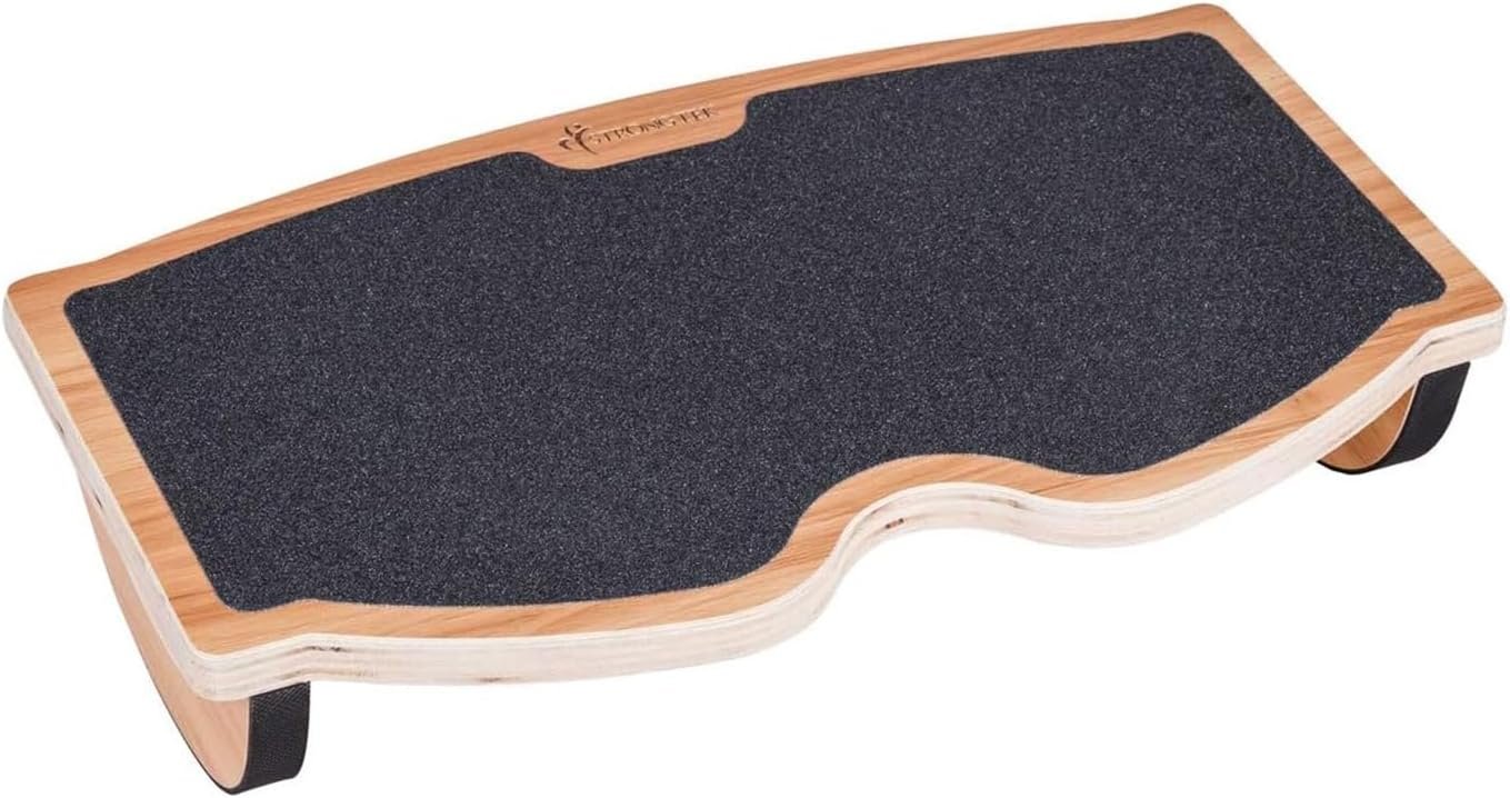 StrongTek Ergonomic Wood Foot Rest for Enhanced Circulation & Comfort, 350lbs Capacity, Rocker Balance Board for Standing Desks, Non-Slip, No Assembly, 18″ Wide – Ideal for Office/Home