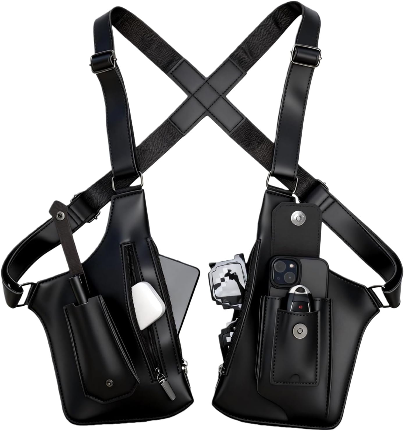 Anti-Theft Shoulder Holster Bag for Men, Double Shoulder Armpit Chest Bag, Premium Leather, Adjustable Straps, Phone Wallet Pocket – Travel, Outdoor, Unisex Underarm Pouch | Waterproof