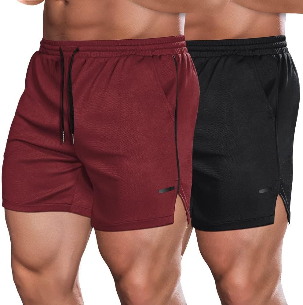 COOFANDY Men’s 2 Pack Gym Workout Shorts Quick Dry Athletic Shorts 5 Inch Lightweight Sports Running Shorts with Pockets