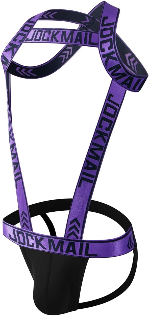 Mens Harness Sport Shoulder Strap with Jock Strap Fitness One-piecs Harness with Jockstrap Bodysuit