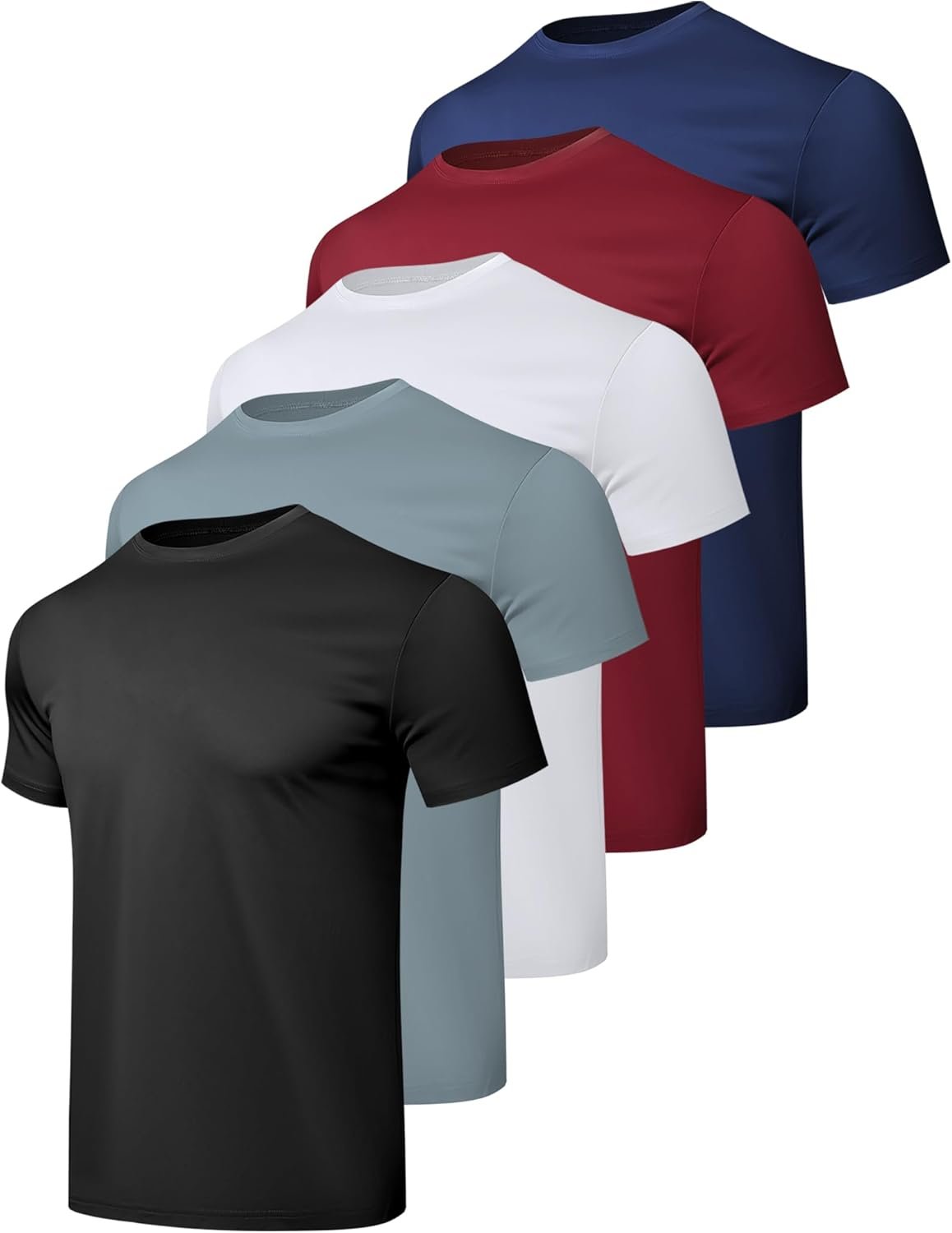 HovSiyla 1/5 Pack Workout Shirts for Men Athletic Running Gym Quick Dry Short Sleeve Performance Moisture Wicking T Shirt