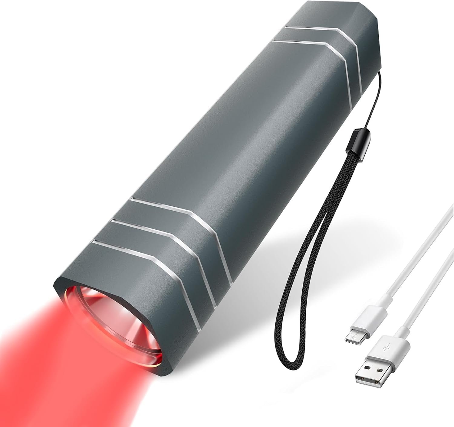 Red Light Therapy Device, 660nm & 850nm Portable LED Red Light Wand for Joint and Muscle, Near Infrared Therapy Torch for Body, Face, Neck, Back, Knee, Ideal for Home & Travel (Grey)
