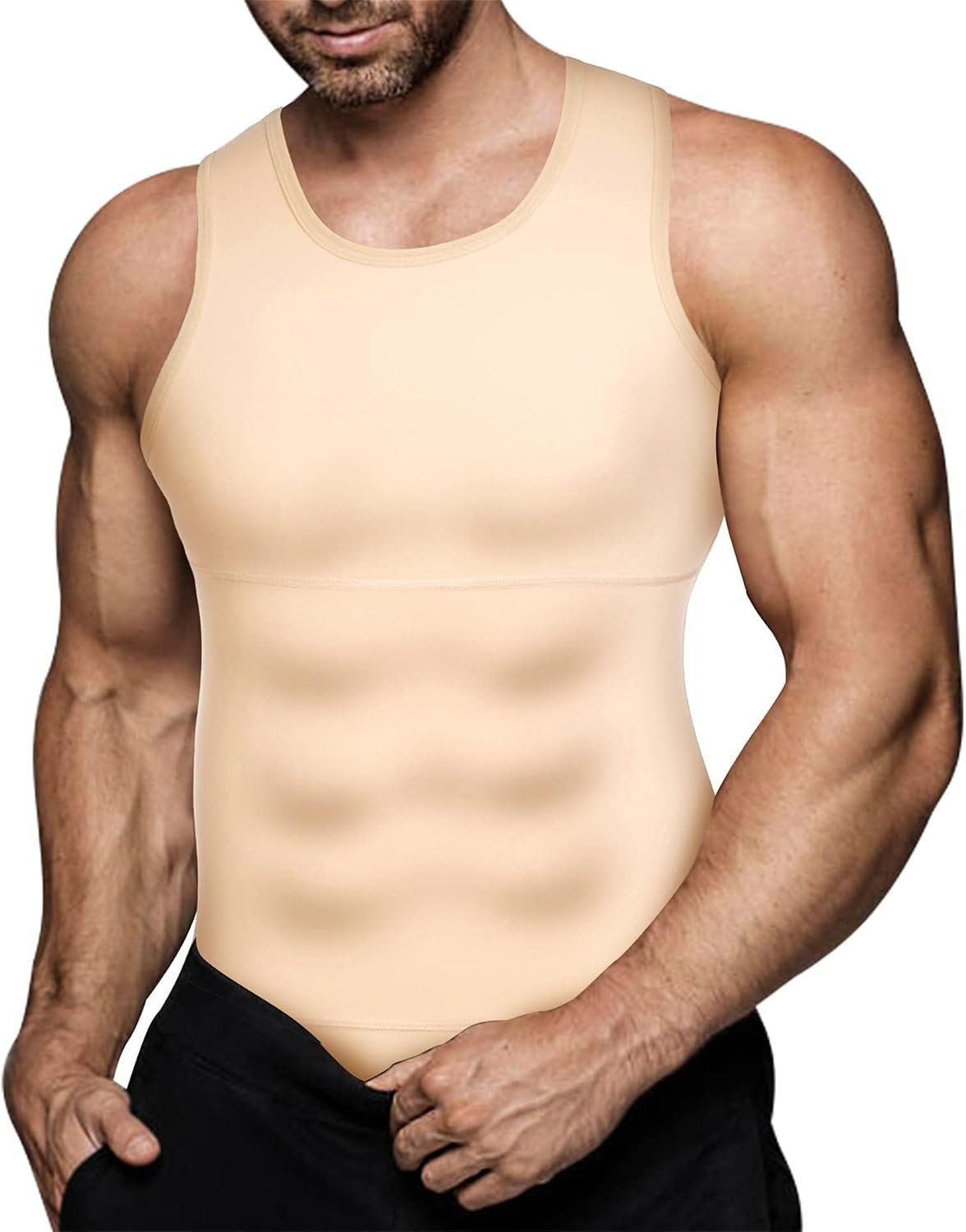 Mens Compression Shirt Slimming Body Shaper Vest Workout Tank Tops Abs Abdomen Undershirts
