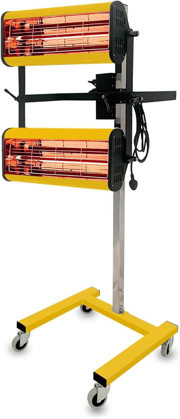 Solary Infrared Paint Curing Lamp, 2100W 110V Short Wave Infrared Paint Heater Lamp, Auto Body Heat Lamp with Smart Timer, Movable and Height Adjustable(Yellow)