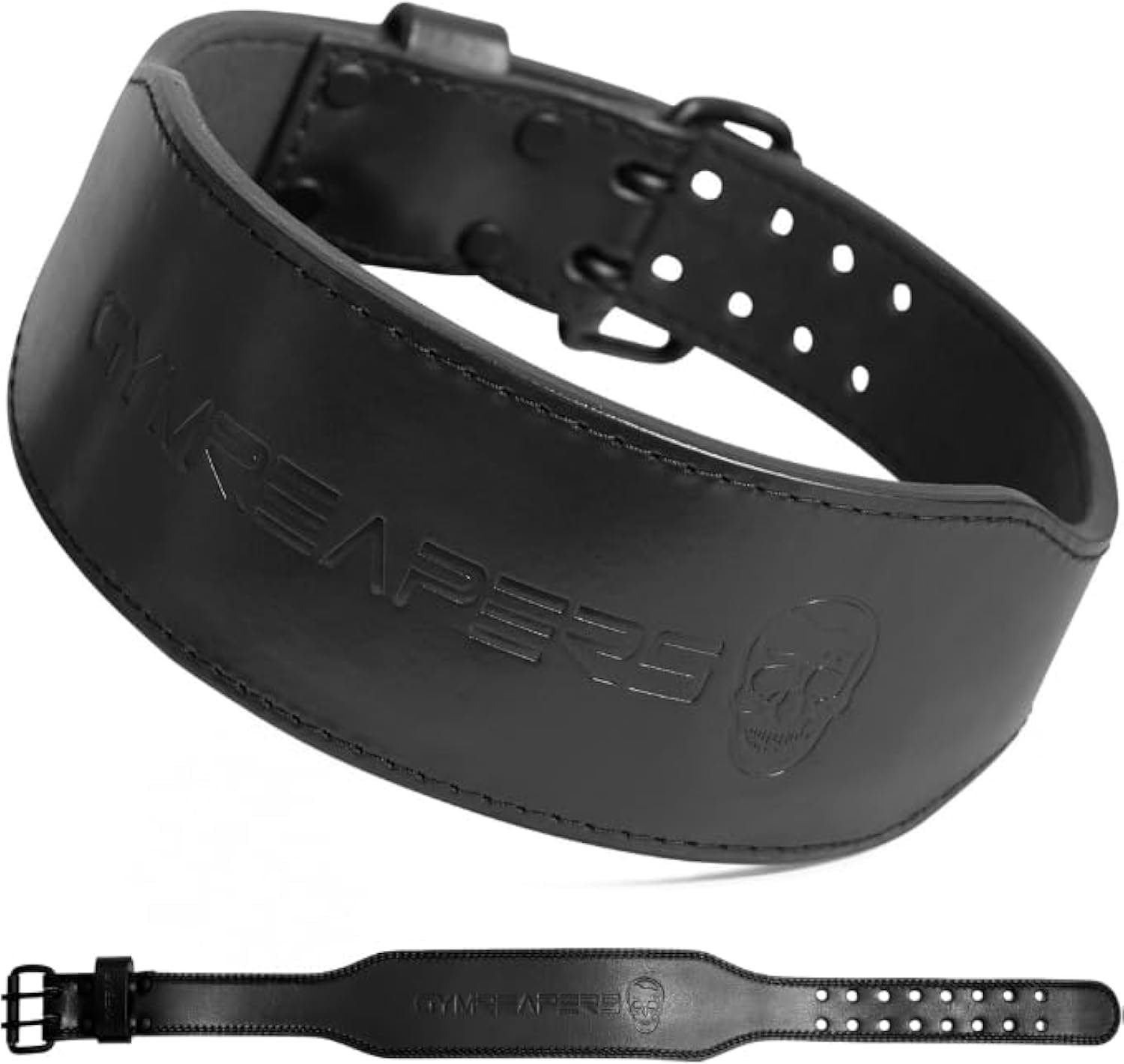 Gymreapers Weight Lifting Belt – 7MM Heavy Duty Pro Leather Belt with Adjustable Buckle – Stabilizing Lower Back Support 4 Inches Wide For Weightlifting, Bodybuilding, Cross Training