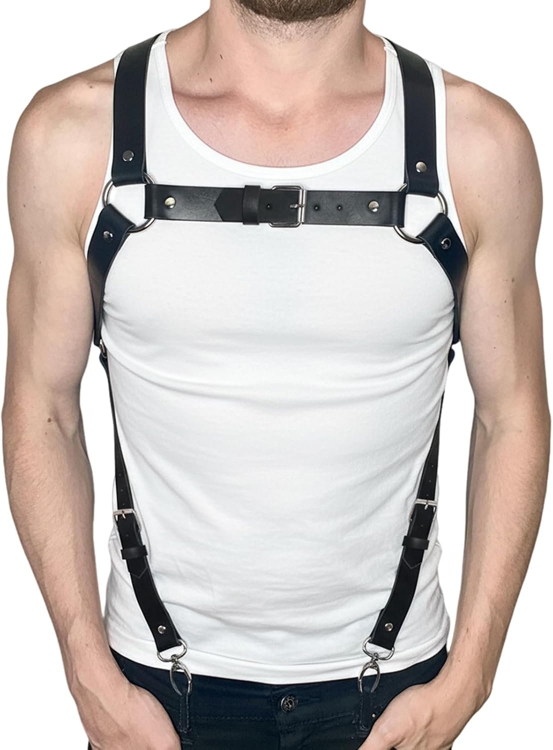 Men’s Punk Body Harness Gothic Men Chest Bondage Men Gay Harness Sexy Bondage Body Harnais Sexy Chest Harness Fetish Costumes Suspenders