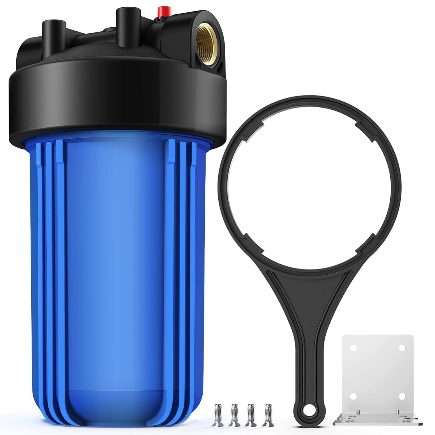 SimPure Whole House Water Filter Housing (DB10P), 10″ x 4.5″ Sediment Carbon Filter Universal Housing, Pre-Filtration System for Well and City Water, 1″ NPT Port, Pressure Release