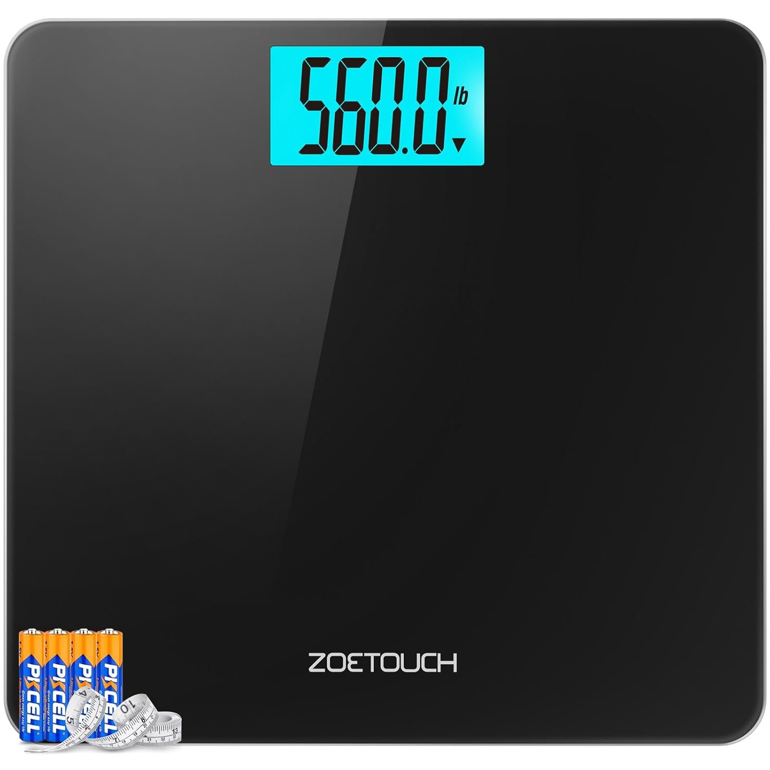 ZOETOUCH 560lbs Bathroom Scale for Body Weight, Extra Wide Oversized 12.9″ Platform, Large 4.2″ LCD Display, High Accuracy Digital Weighing Machine with Heavy Duty Tempered Glass for Bariatric Seniors