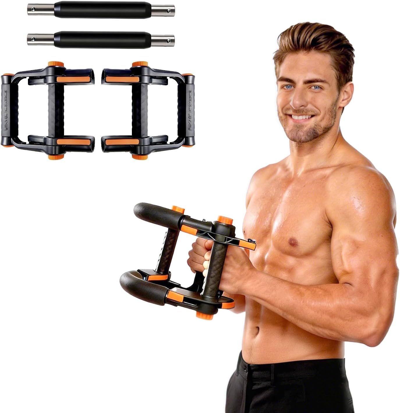 Twister Arm Trainer with Push-Up Grips, Adjustable Resistance (20-90LB), Unisex Chest Workout Equipment, Spring Resistance Exerciser for Muscle Building & Shaping