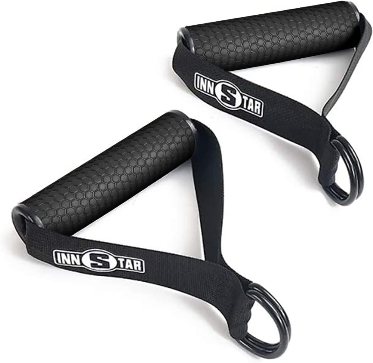 INNSTAR Cable Attachments for Gym, Heavy Cable Handles with Solid ABS Core Grips, D Handle Cable Attachment, Cable Machine Handles for Resistance Bands