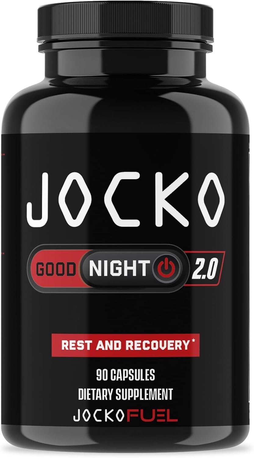 Jocko Fuel Good Night Sleep Aid for Adults – Sleeping Pills for Rest & Recovery, Non-Habit Forming with Tart Cherry Extract, L-Theanine, Lavender, & Lemon Balm (90 Capsules) Packaging May Vary