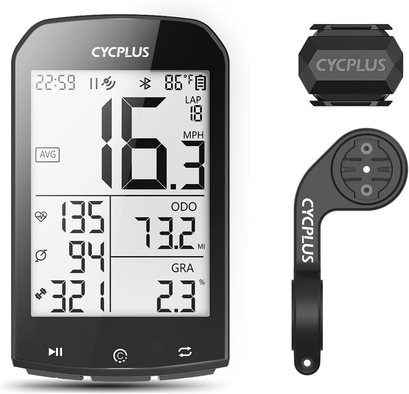 CYCPLUS GPS Wireless Bike Computer, Cycling Computer GPS with Bluetooth/ANT+, Bike Speedometer with 2.9″ LCD Screen, Auto Backlight IPX6 Waterproof (New Upgraded)