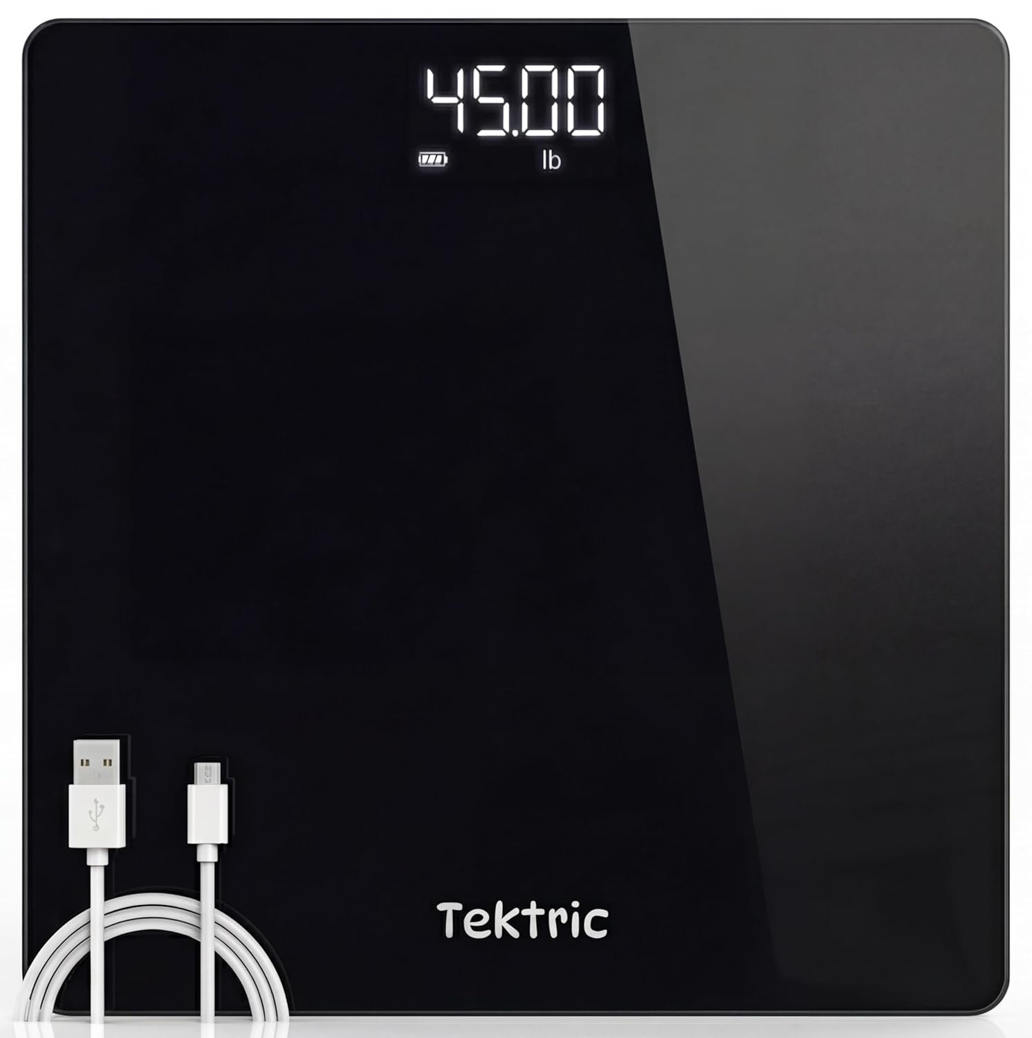 Digital Bathroom Scale for Body Weight – Highly Accurate Weight Scale for People with LED Display, Rechargeable Battery, 400 lb Capacity, Step-On Technology, KG/LB, C-Type Cable