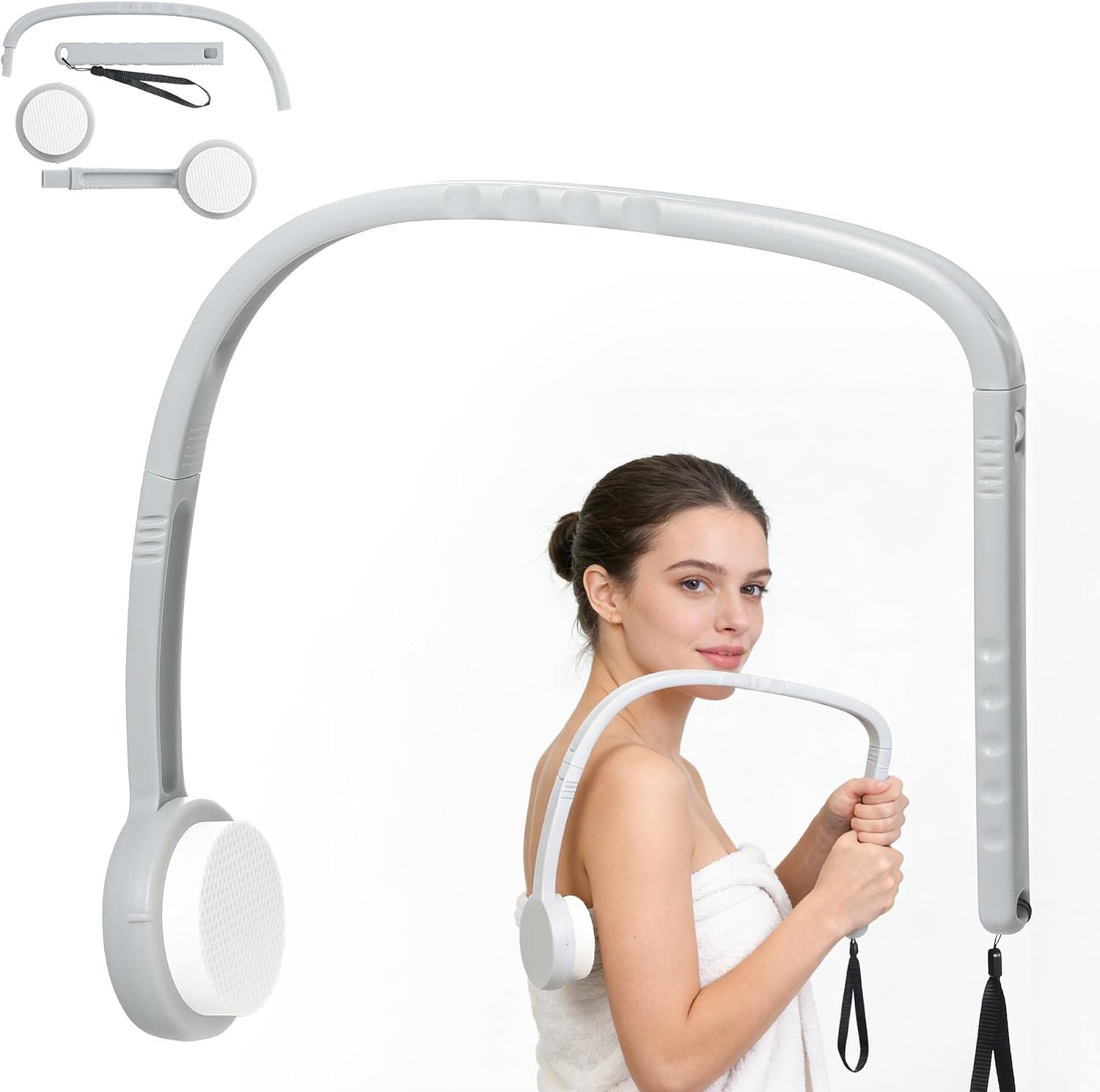 Lotion Applicator for Back, Self Sunscreen, Tanning, Cream Back Applicator Tool with 2 in 1 U-Shaped Curved Long Handle for Elderly, Women, Men