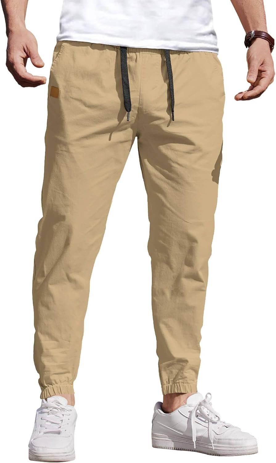 COOFANDY Mens Casual Joggers Pants Elastic Drawstring Chino Cargo Pants Hiking Outdoor Track Sweatpants