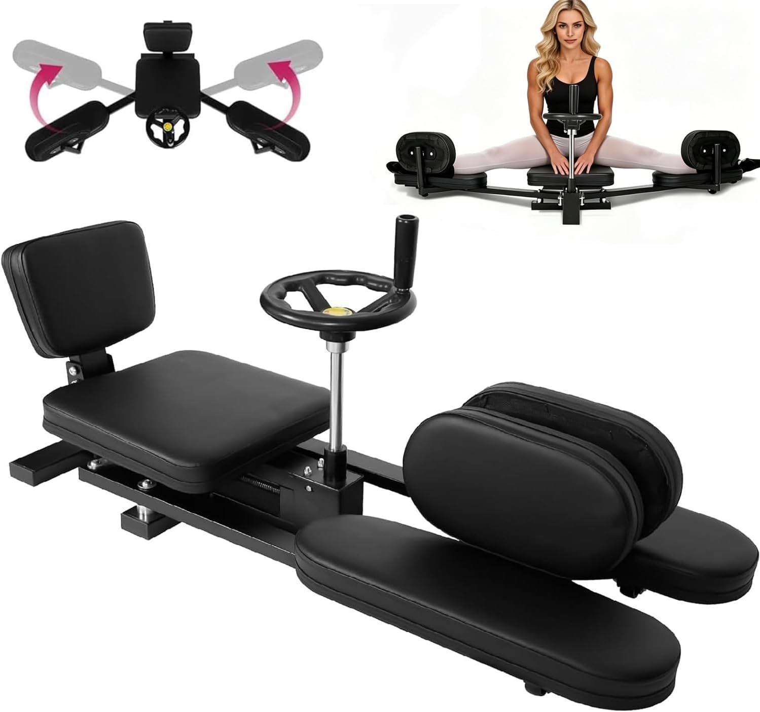Split Machine for Flexibility & Hip Stretching, 550 LBS Heavy Duty Steel Frame Home Gym Equipment, Leg Split Stretcher Machine for Yoga, Dance, Martial Arts, 38.6″ D x 15″ W x 16.5″ H (Black)