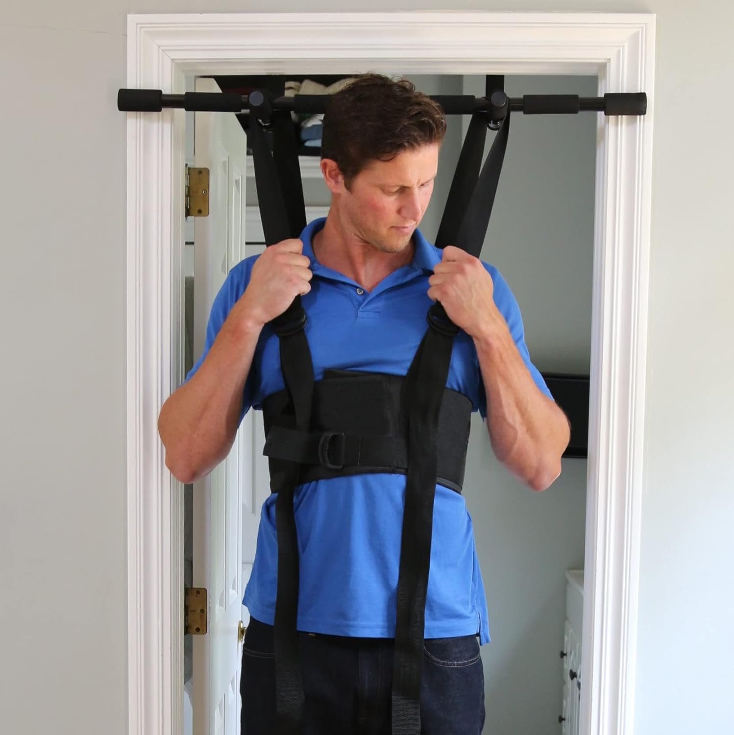 Sit and Decompress Back Stretcher 3 Minutes A Day Lumbar Traction Spinal Decompression – Inversion Table Alternative (Large Harness No Bar)