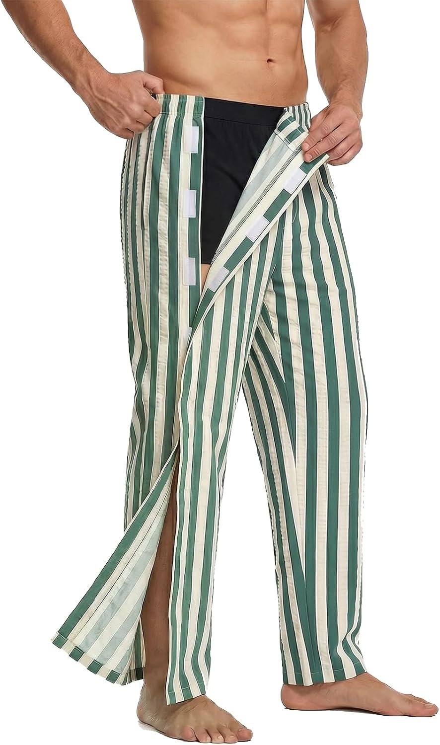 Tearaway Post-Surgery Recovery Pajamas Pants with Velcro Closure, ACL, Hip ，Knee Surgery Burn Care Essentials