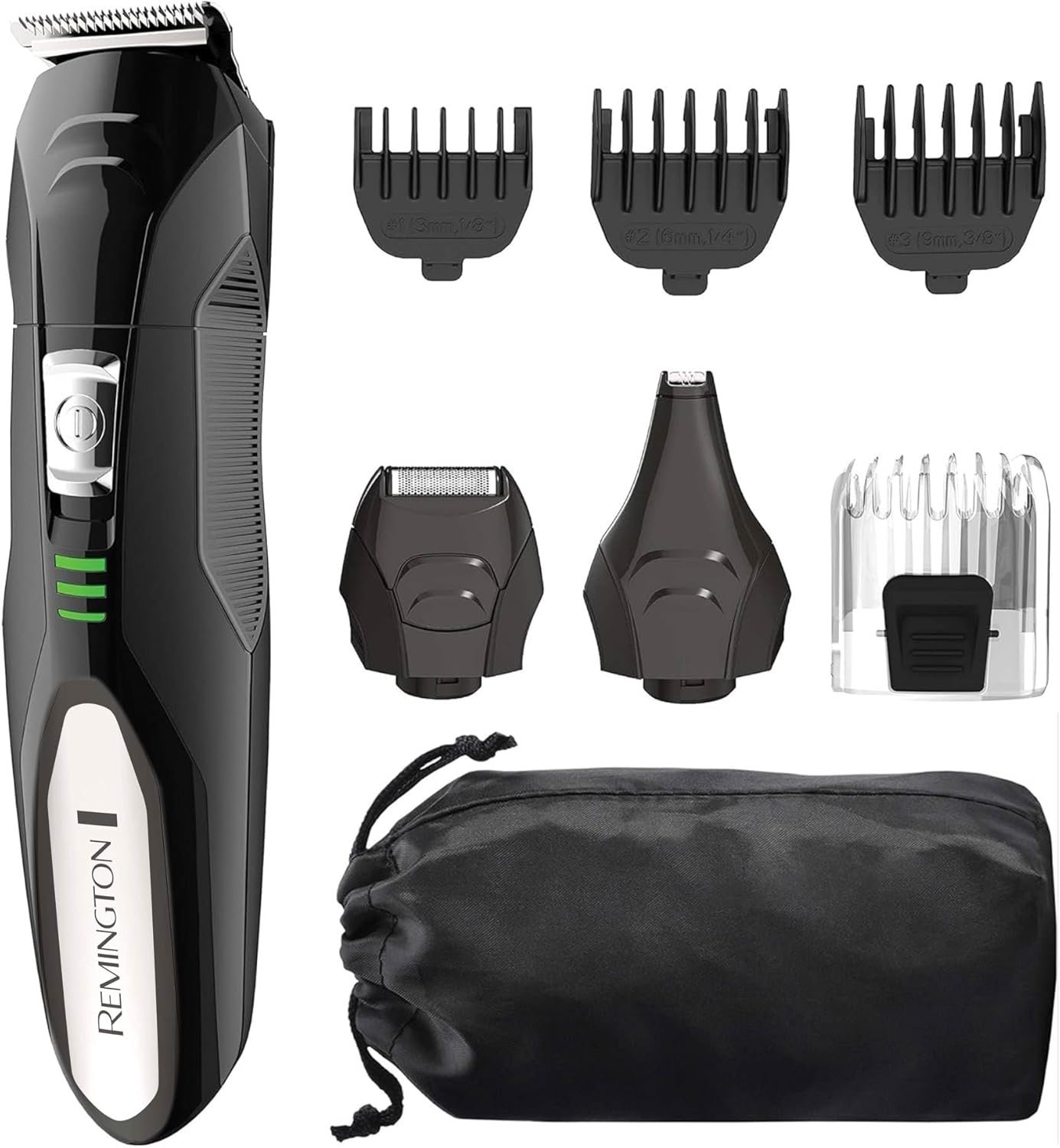 Remington All-in-One Grooming Kit, Lithium Powered, 8 Piece Set with Trimmer, Men’s Shaver, Clippers, Beard and Stubble Combs, PG6025, Black