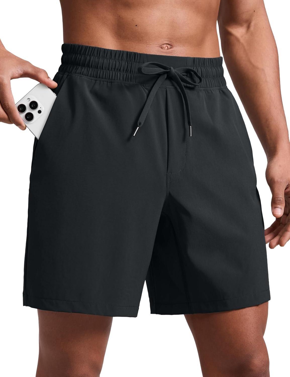 CRZ YOGA Men’s Linerless Workout Shorts 7” – Quick Dry for Running Sports Athletic Gym with Pockets