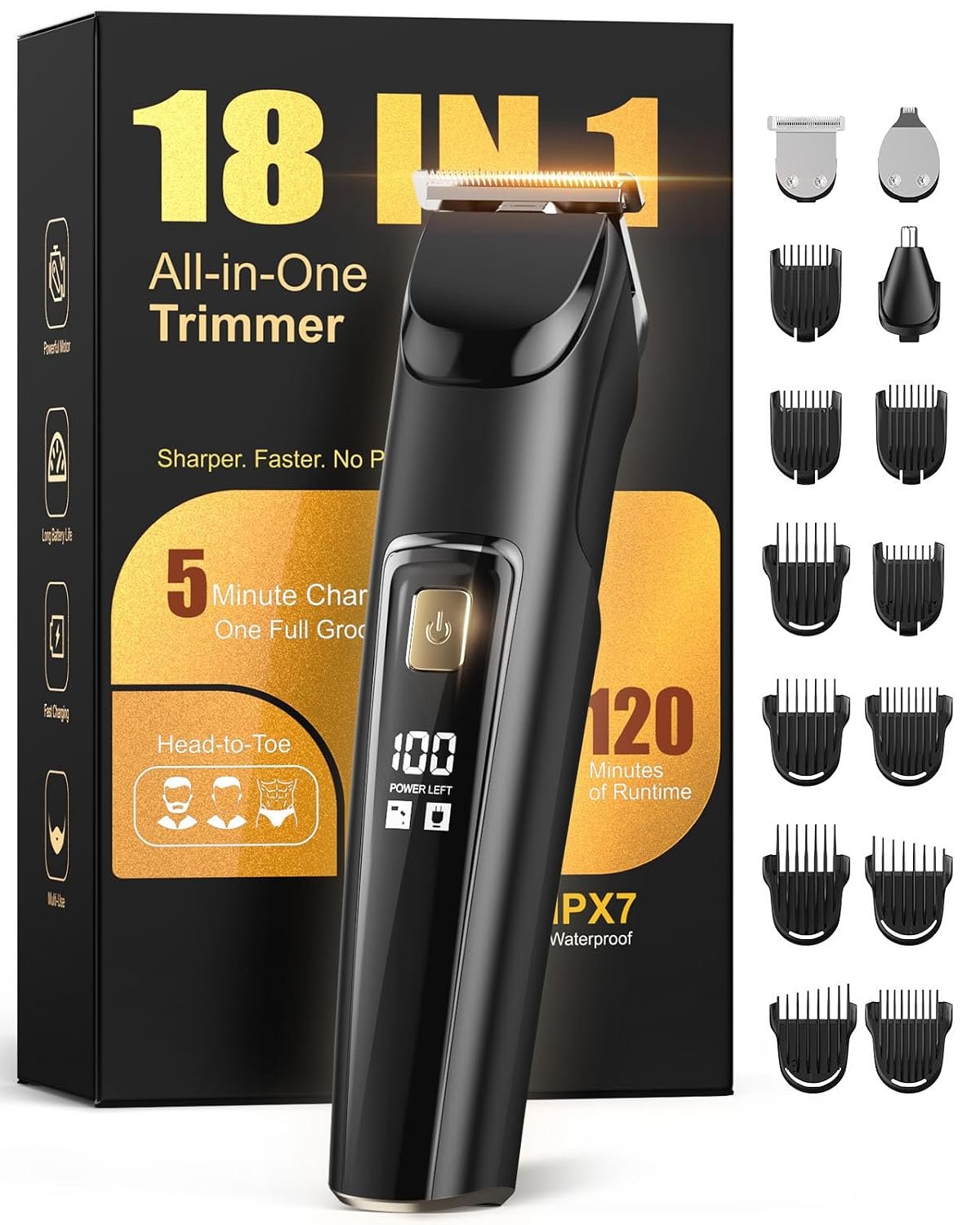 Beard Trimmer for Men, All-in-One Electric Razor & Hair Clipper, Waterproof Cordless Mustache Grooming Kit, Rechargeable Beard Hair Nose Ear & Body Trimmer, Face Shaver, Gifts for Men Husband Father