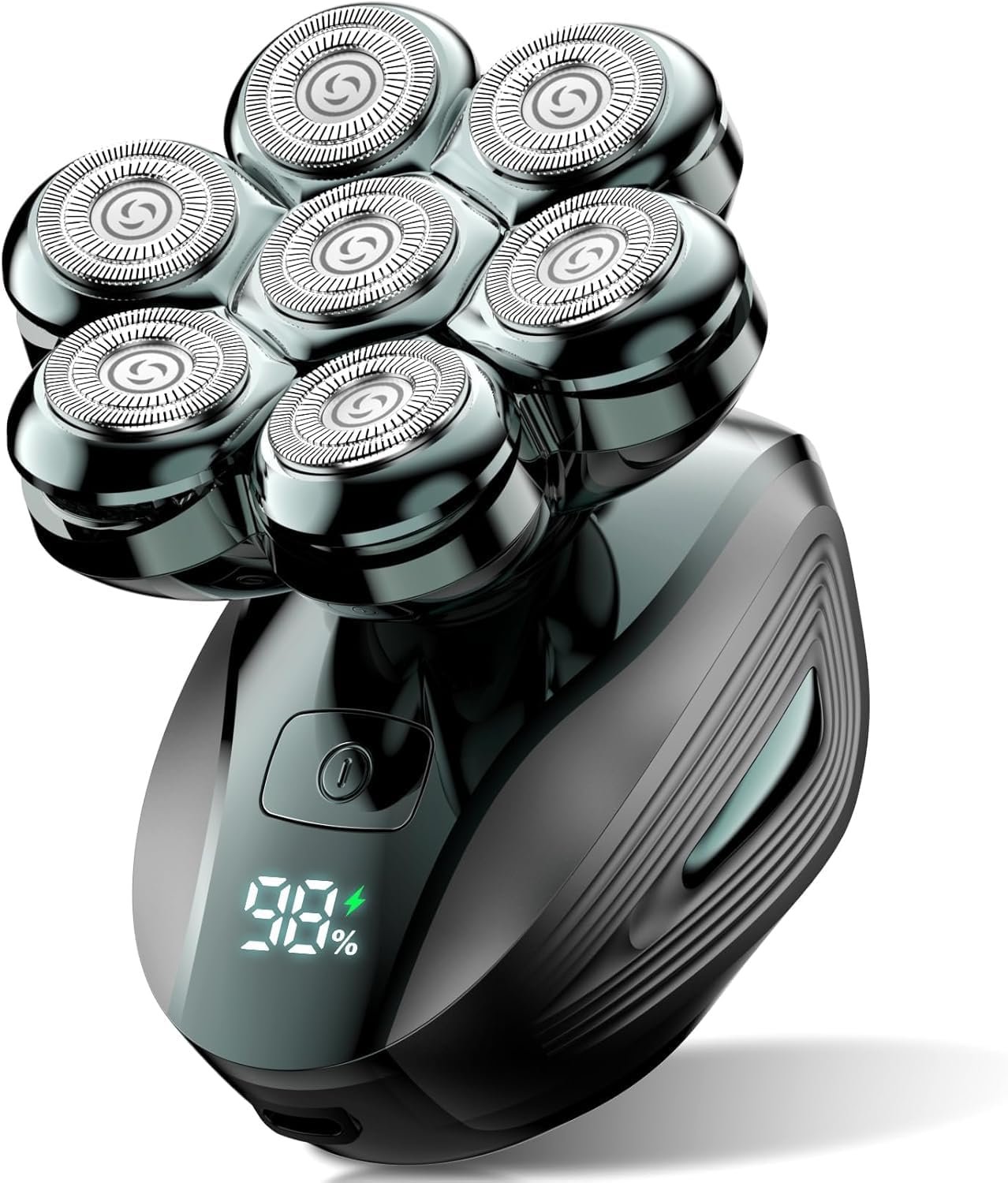 Head Shavers for Bald Men: 𝟕𝐃 𝐅𝐥𝐨𝐚𝐭𝐢𝐧𝐠 Electric Razor with Magnetic Removable Head, IPX7 Waterproof Shaver, LED Display & Type-C Fast Charging (Mint Green)