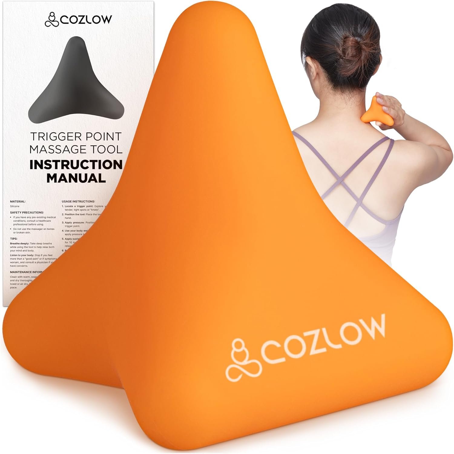 Trigger Point Massage Tool – Pyramid Shaped 4 Point Massager Ball – Muscle Knot Release – Myofascial Wellness Therapy – Back, Feet, Psoas Pain
