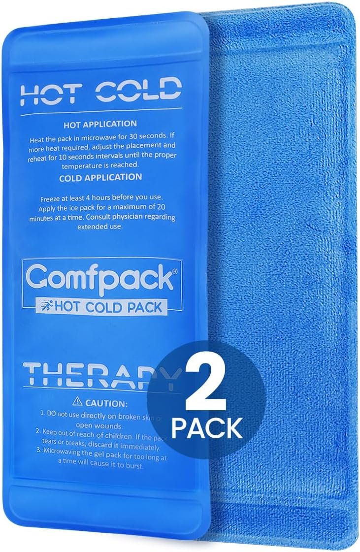 Comfpack Soft Ice Packs for Injuries Reusable, Flexible Double Side Hot and Cold Gel Ice Packs for Injuries, Headaches, Muscle Pain Relief, Long-Lasting Ice Pack for Knee, Shoulder, Ankle, Leg, Neck