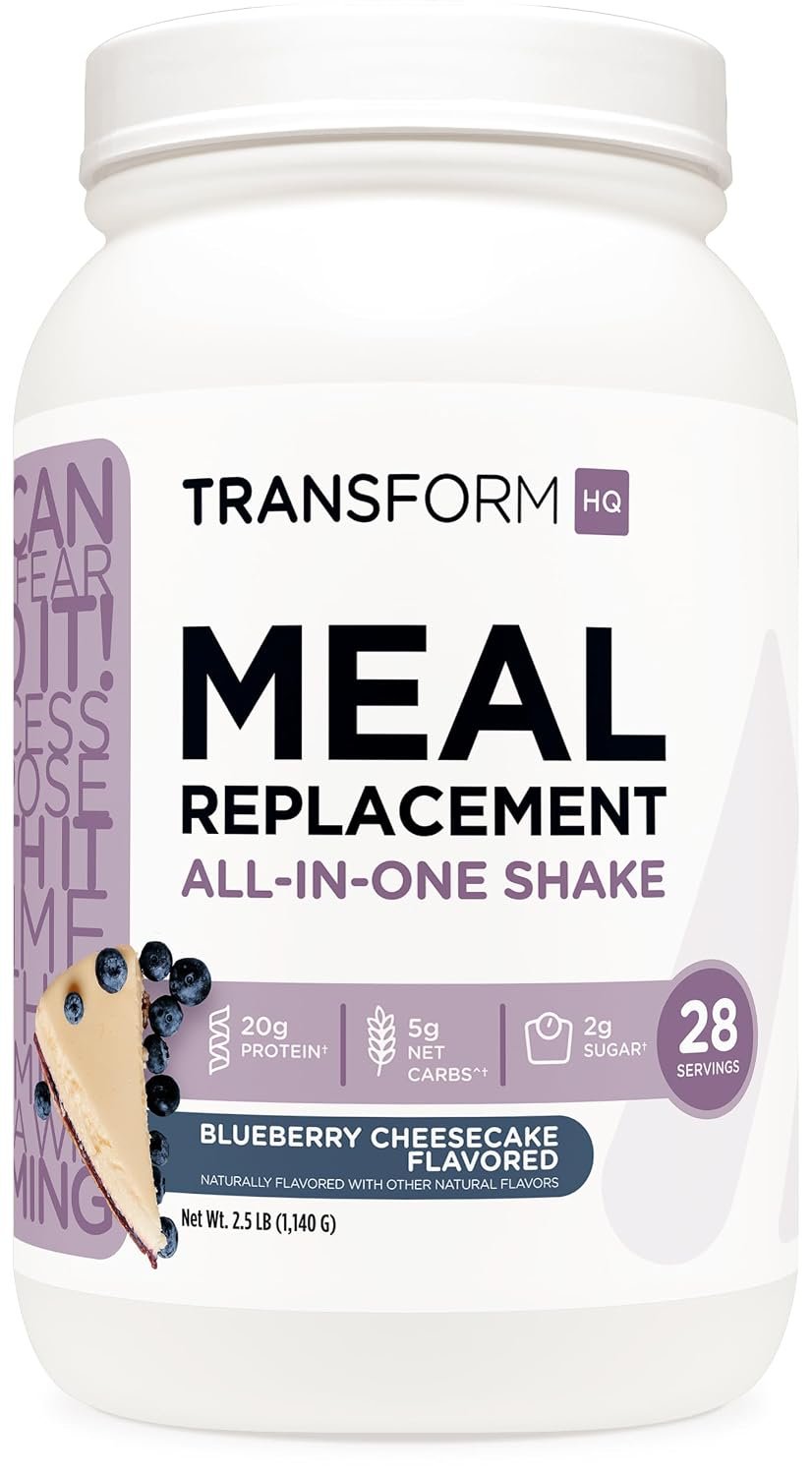 TransformHQ Meal Replacement Shake Powder 28 Servings (Blueberry Cheesecake) – Gluten Free, Non-GMO