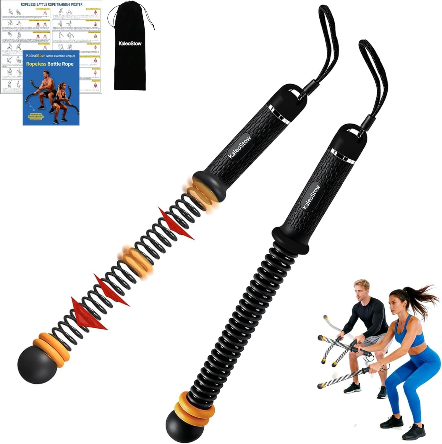 Adjustable Weighted Ropeless Battle Ropes, Portable Arm Exerciser Rope for Home Gym – HIIT, Power sports & High-Intensity Interval Training, Portable Workout Equipment for Men & Women