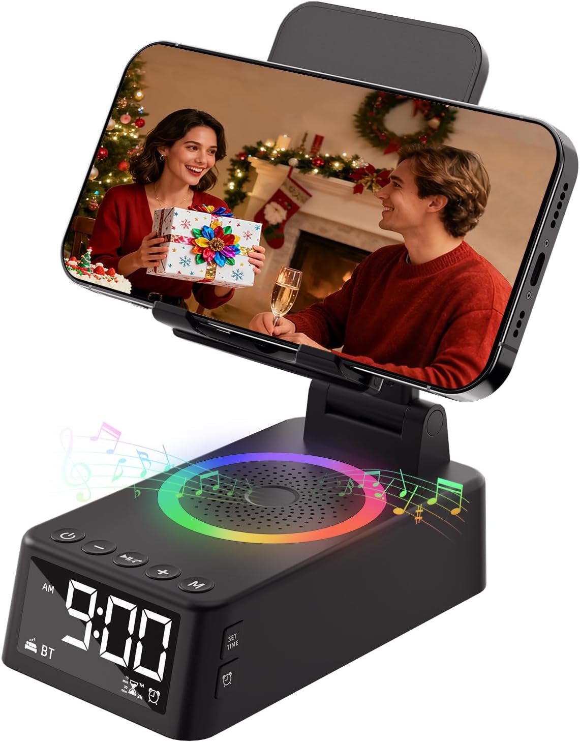 Gifts for Men Women, Cell Phone Stand with Bluetooth Speaker,Sound Machine White Noise Machine with 20 Soothing Sounds,Ambient Light Portable Speaker Stand Birthday Gifts for Men,Women,Dad,Husband