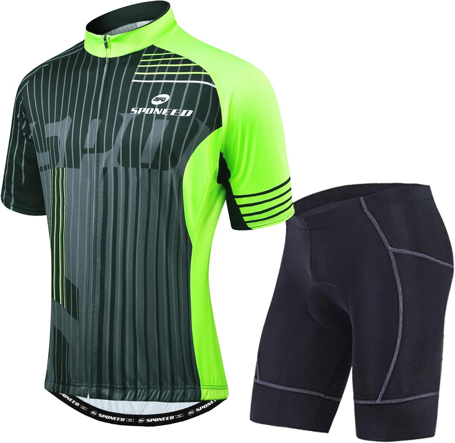 sponeed Bicycle Jersey for Men Cyclist Shirts and Shorts Set Short Sleeve Suits Padded Bike Pants