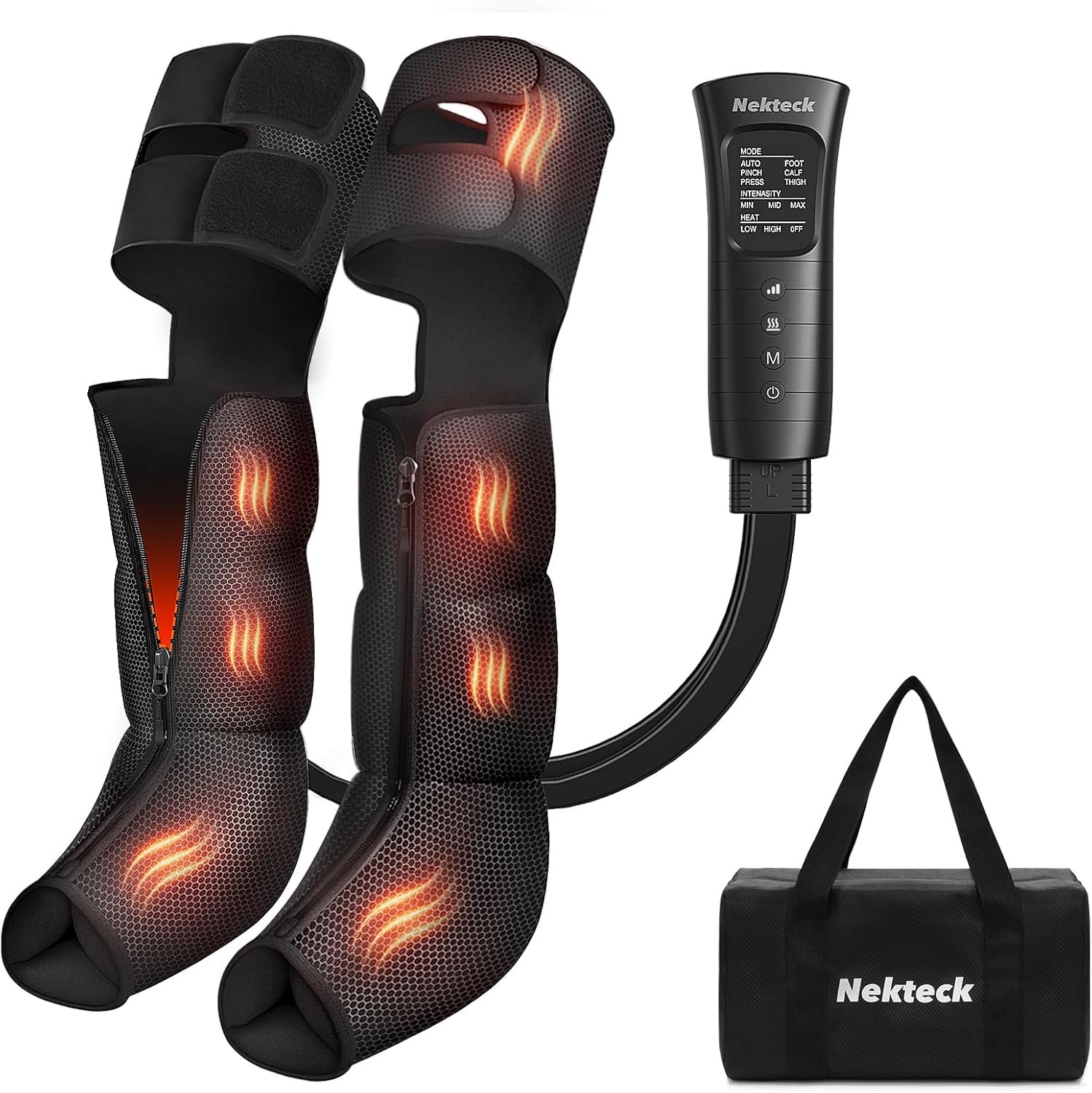 Nekteck Leg Compression Massager with Heat Leg Massager for Circulation and Pain Relief, Air Compression Boot Massage Tool with 2 Heats 6 Modes, Relaxation Gifts for Men Women Dad Birthday