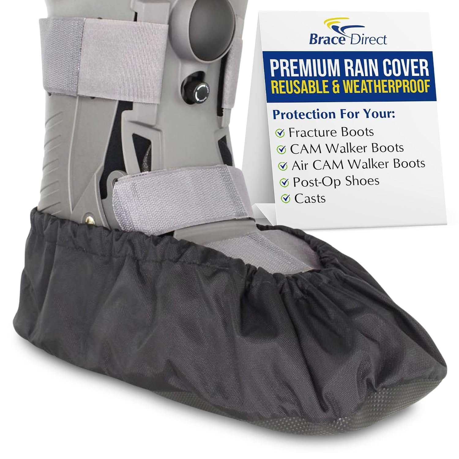Rain Cover for Walking & Recovery Boots – Waterproof Non-Slip Fracture & Medical Boot Protector by Brace Direct, X-Large (Fits XL Boots; Men’s 13+ / Women’s 14+)