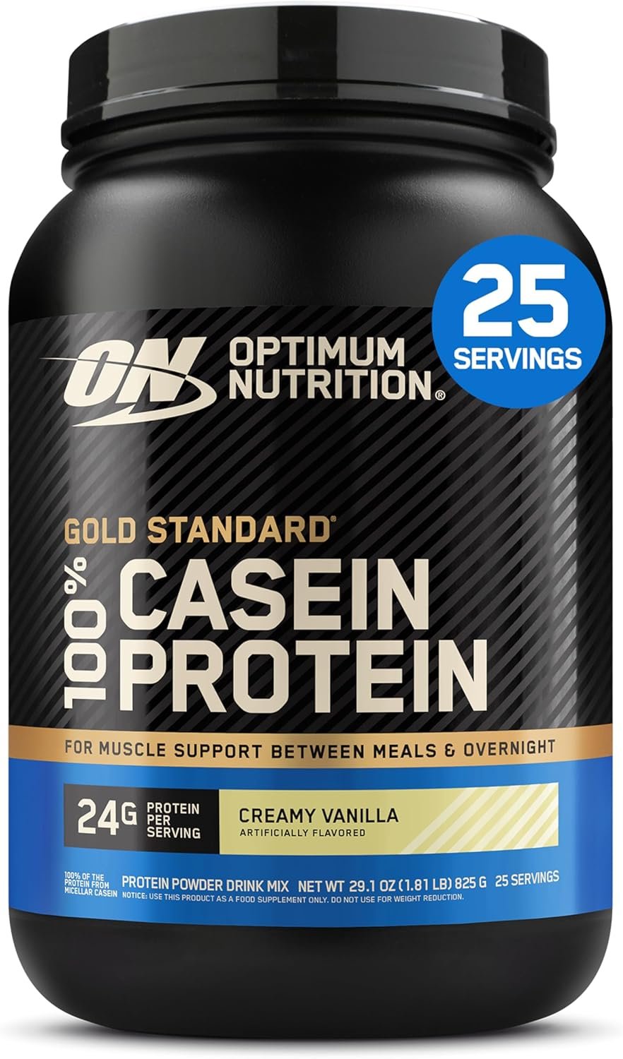 Optimum Nutrition Gold Standard 100% Micellar Casein Protein Powder, Slow Digesting, Helps Keep You Full, Overnight Muscle Recovery, Creamy Vanilla, 1.81 Pound (Packaging May Vary)