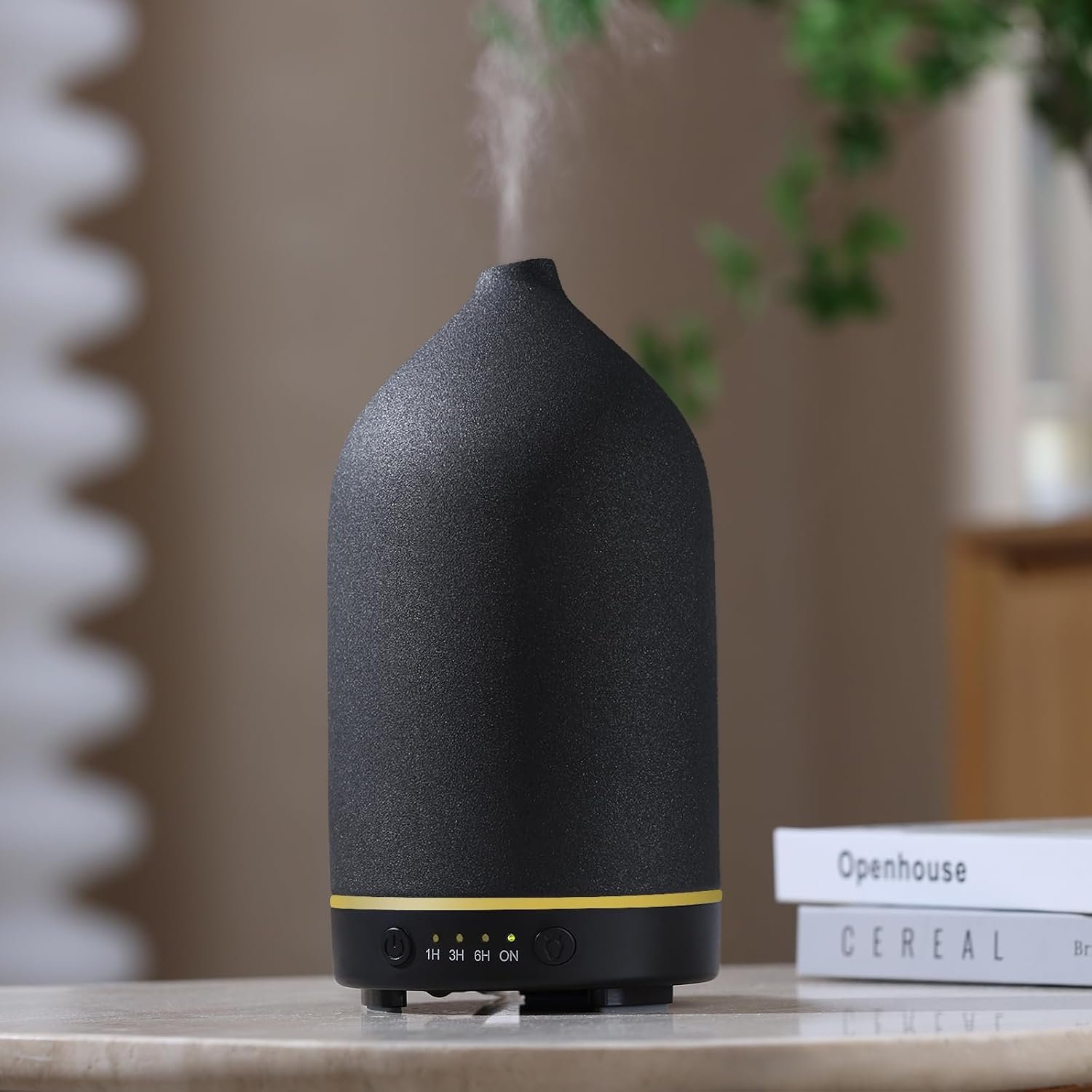 Gooamp 200ML Ceramic Essential Oil Diffuser – Ultrasonic Aromatherapy & Humidifier with 7-Color LED Lights, Auto Shut-Off, Black, 1H/3H/6H Timer | Scent for Home, Office, Yoga