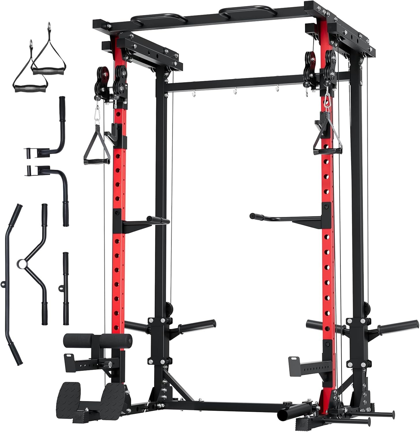 MAJOR FITNESS Drone3 Power Rack, 2500lbs Multi-Function Home Gym Squat Rack with Dual Pulley System, Pull-Up Bar & J-Hooks, Heavy-Duty Steel Frame for Maximum Stability & Strength Training