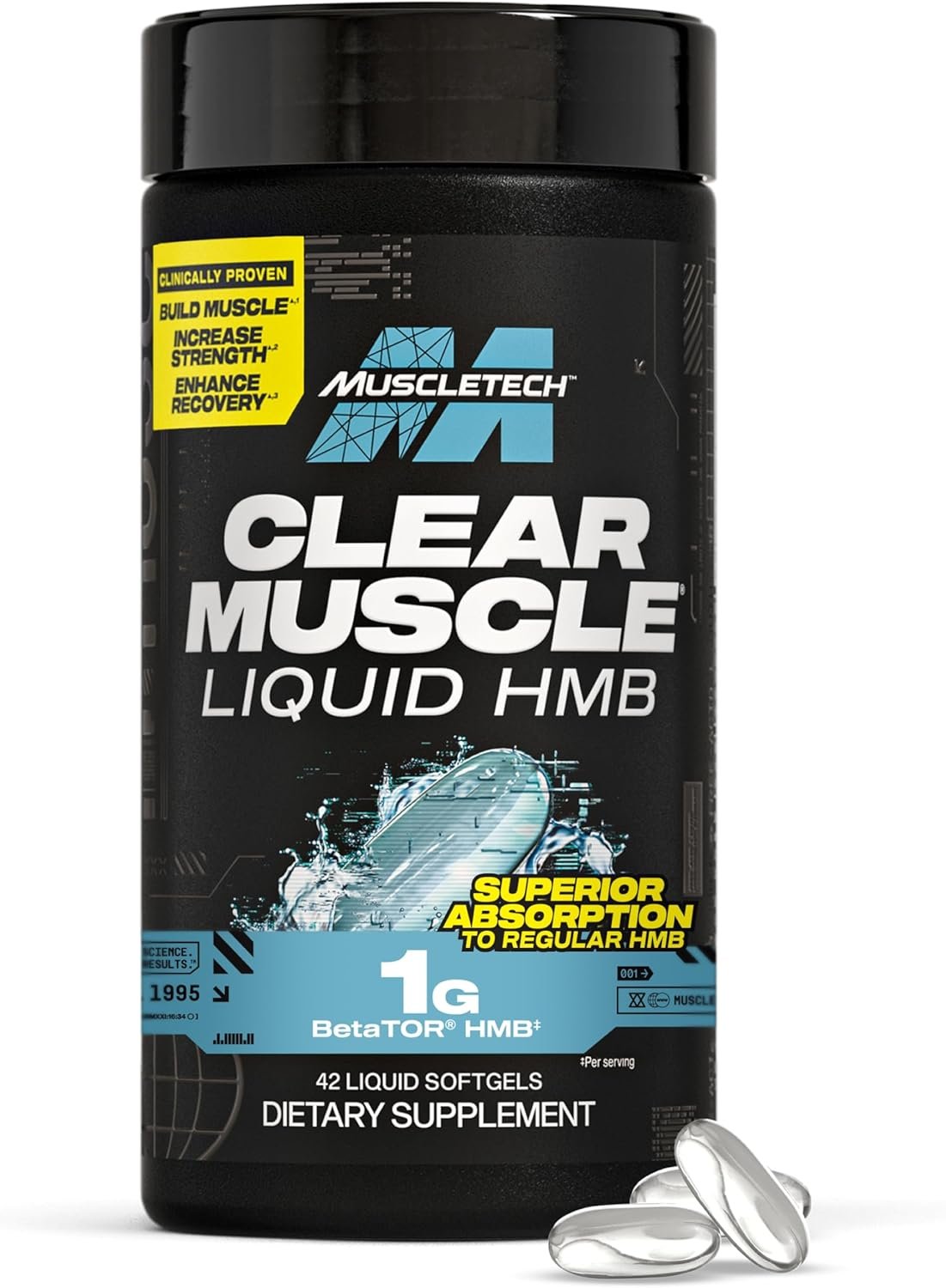 Muscletech HMB Supplements 1000mg, Clear Muscle (42 Liquid Softgels) – Highest Grade HMB for Lean Muscle & Recovery-HMB Free Acid Muscle Supplement-Help Decrease Muscle Breakdown – Packaging May Vary