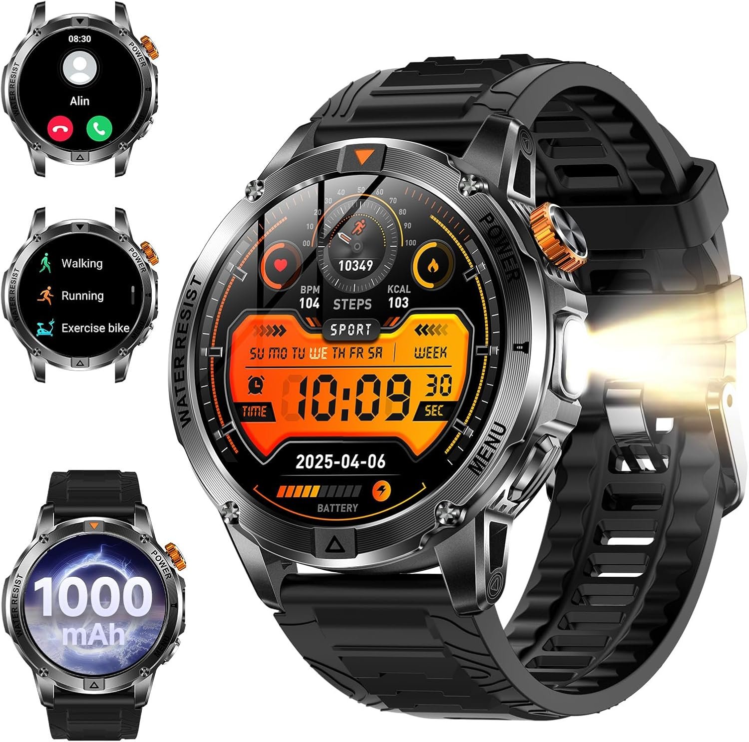 KPEP Smart Watch for Men (Answer/Make Call) – 1.53″ HD Military Smartwatch, 100 Days Extra-Long Battery Life Fitness Tracker, Flashlight/100+Sports/Heart Rate/Sleep Monitor/IP68 Waterproof Android iOS