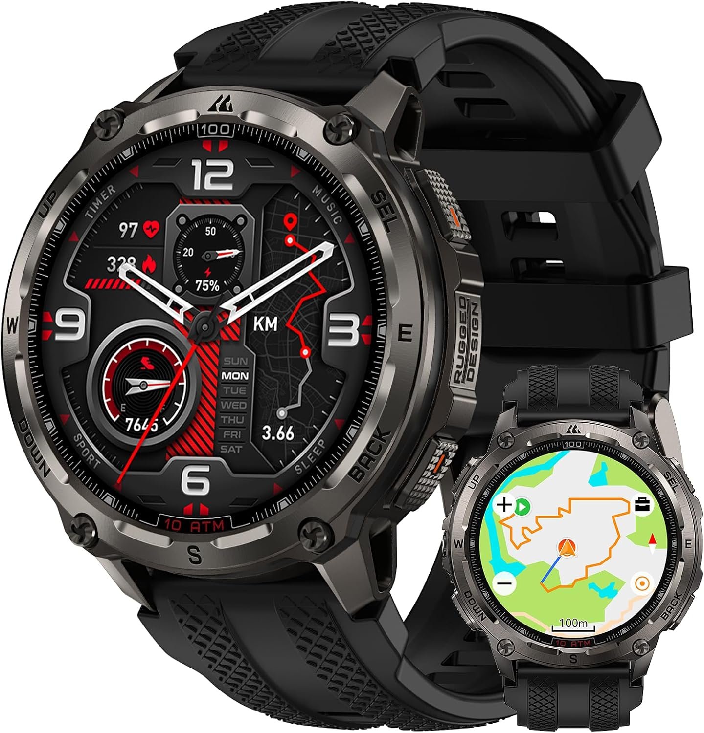 KOSPET Tank T4 Smart Watch for Men, Full Stainless Steel, GPS & Offline Maps, 10ATM Waterproof 45m Freediving, 50-Day Battery, 180+ Sports Modes, Bluetooth Calls, 24/7 Heart Rate & Sleep Monitor