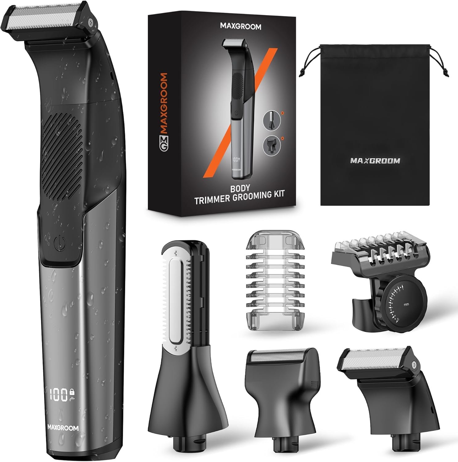 Manscape Body Hair Trimmer for Men 3-in-1 Groin, Pubic & Ball Trimmer with Skin Safe No-Nick Blades, IPX6 Waterproof Wet/Dry Electric Shaver for Chest, Underarms, Legs, USB-C Rechargeable Grooming Kit