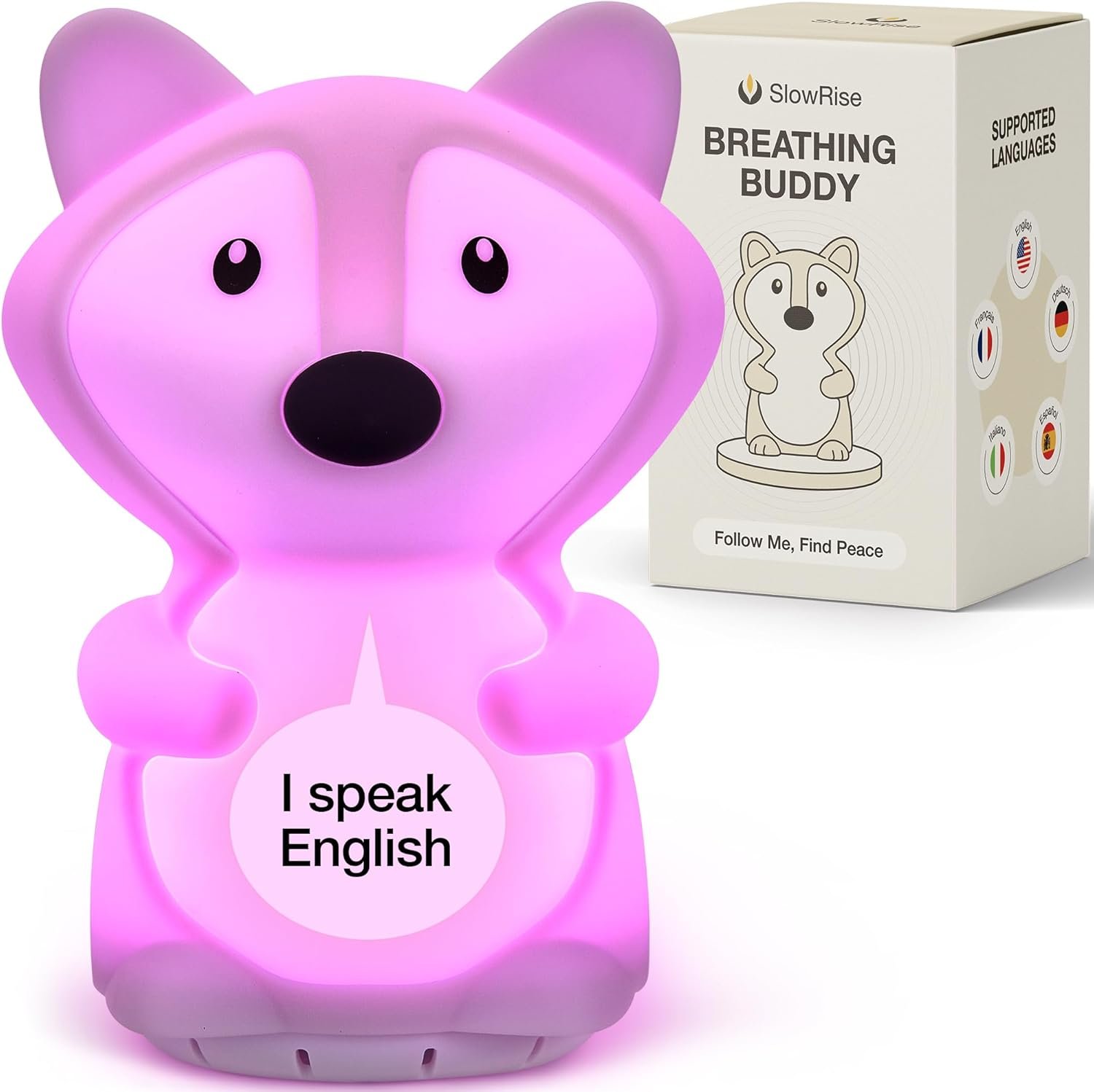 Speaking Breathing Lamp with Guided Meditation & Calming Light | Stress & Anxiety Relief Tool for Adults & Kids | Box Breathing, Sleep, Relaxation & Focus Exercise Device | Self Care Gift